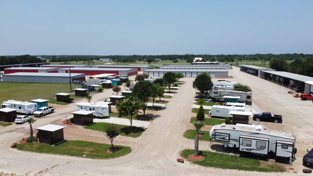Wider View Of RV And Boat Storage In An Open Area