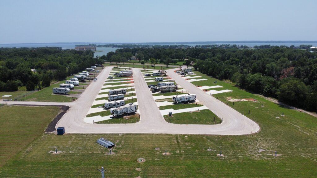 Aerial View Of RV Parked In An Wide Open Area