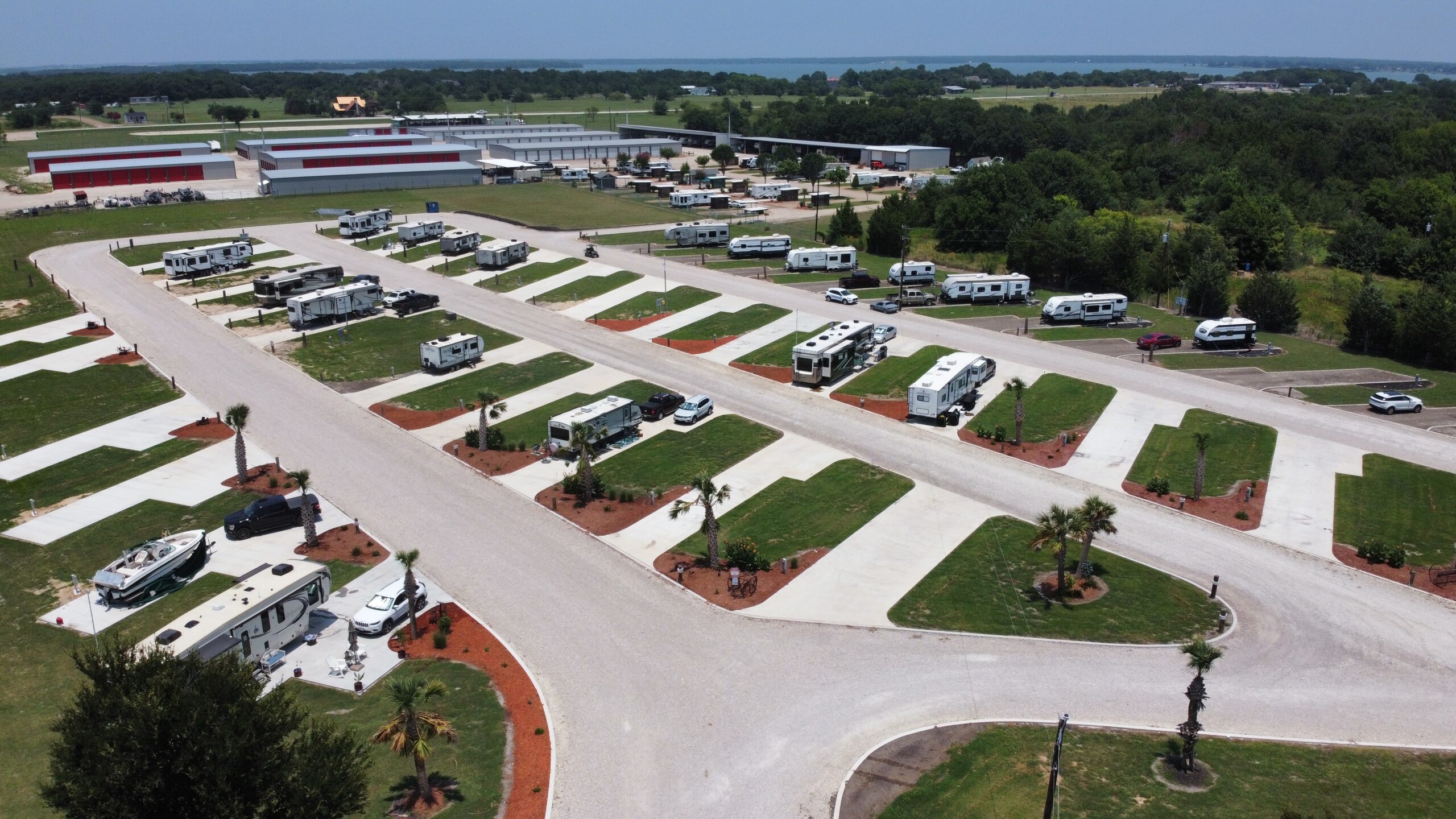 Aerial View Of RV And Boat Storage In Open Space